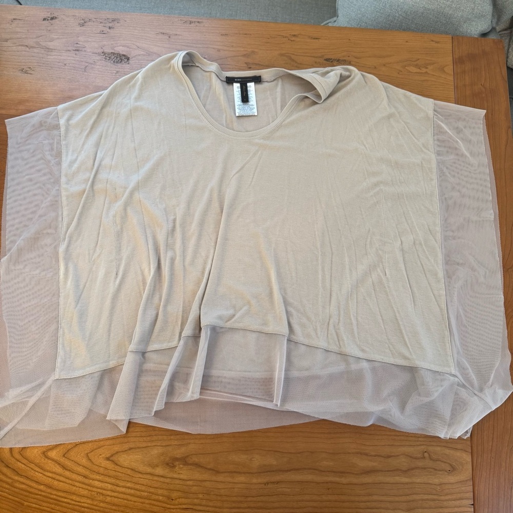 BCBG Beige Sheer Layered Top size S